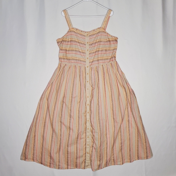 Simply Southern Dress XXL Maxi Smocked Sleeveless Multicolor Stripe Pocket Coast - Picture 1 of 12
